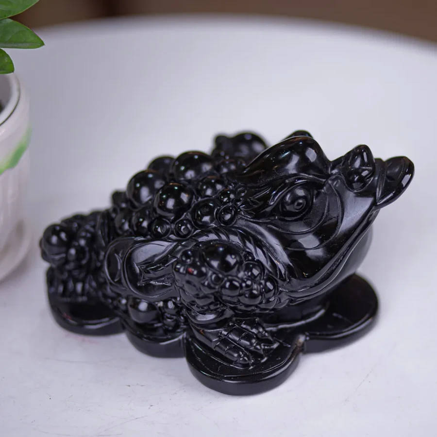 Thiềm Thừ (Cóc 3 Chân - Cóc Ngậm Tiền) Obsidian Đen 2,28kg