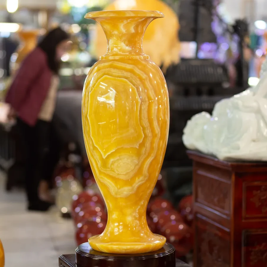 Lục Bình Phong Thủy Đá Ngọc Onyx Vàng cao 140 Cm