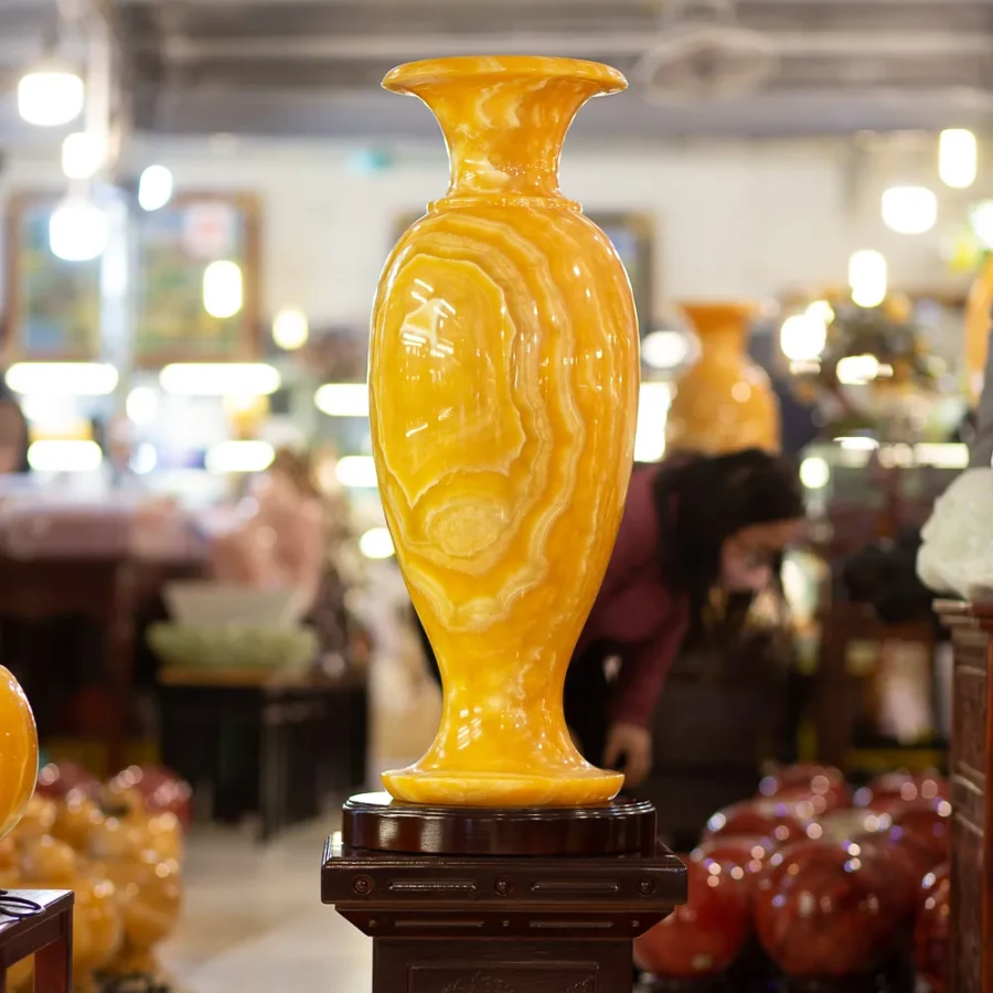 Lục Bình Phong Thủy Đá Ngọc Onyx Vàng cao 140 Cm